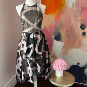 Lela Rose organza cocktail dress. Black and blush. Size 0